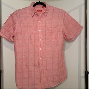 Izod Men's Casual Coral Button Down Shirt  short sleeve large